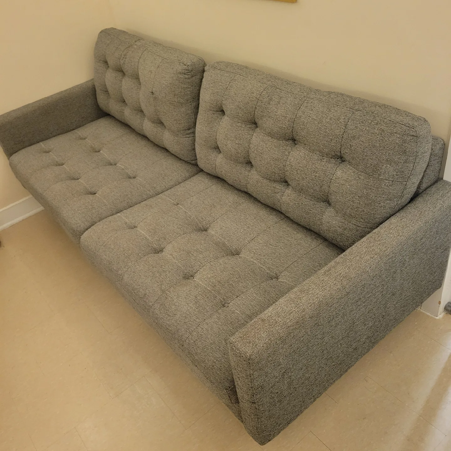 Grey Tufted Sofa 88"×36"