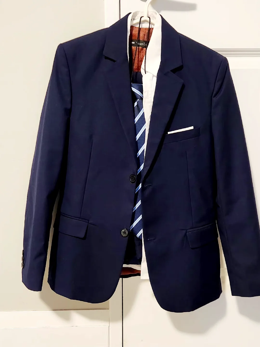 Boys Navy Blue Suit (Jacket, Vest, Tie, Shirt) image indicator(3)
