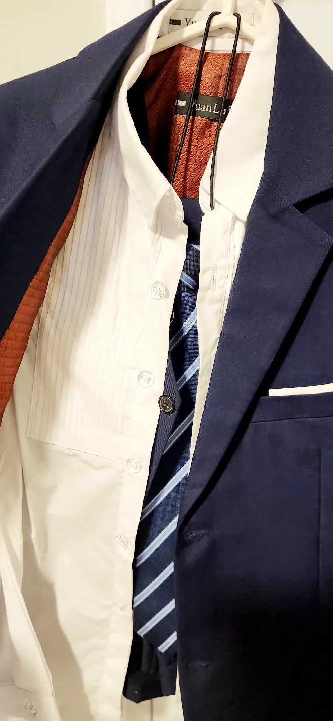 Boys Navy Blue Suit (Jacket, Vest, Tie, Shirt) image indicator(4)