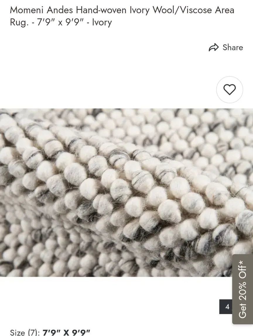 Momeni Andes Ivory Wool/Viscose Area Rug - 7'9" x 9'9" image indicator(2)