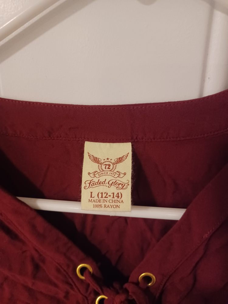 Faded Glory Women's L (12-14) Burgundy Blouse - photo 3