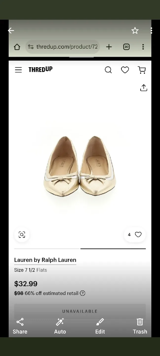Ralph Lauren Gold Flats