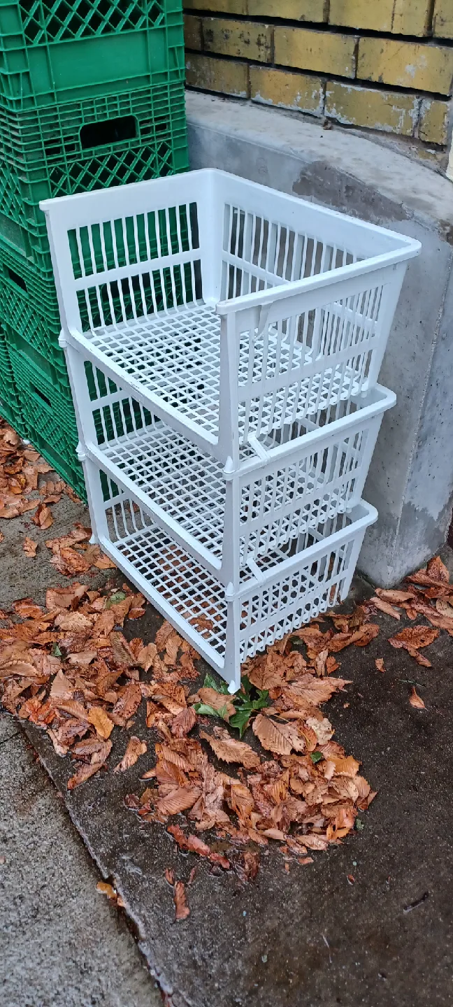 White Plastic Stackable Storage Baskets thumbnail