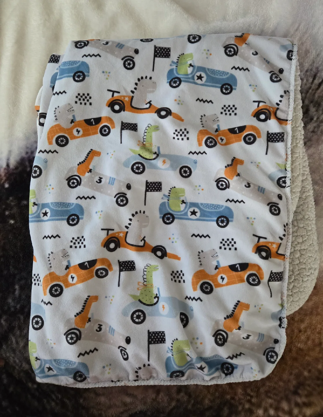 Dinosaur Car Print Baby Blanket image indicator(2)