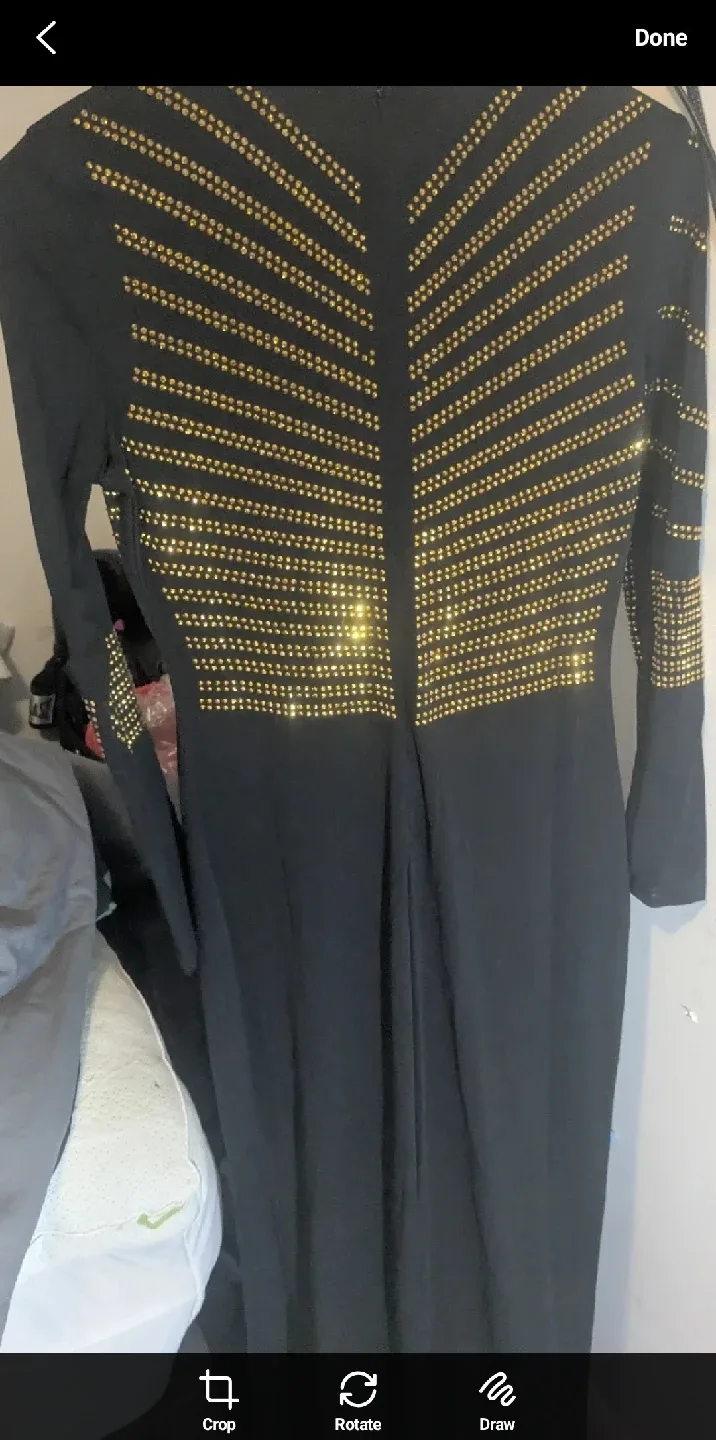 Black Long Sleeve Dress with Gold Embellishments image indicator(6)