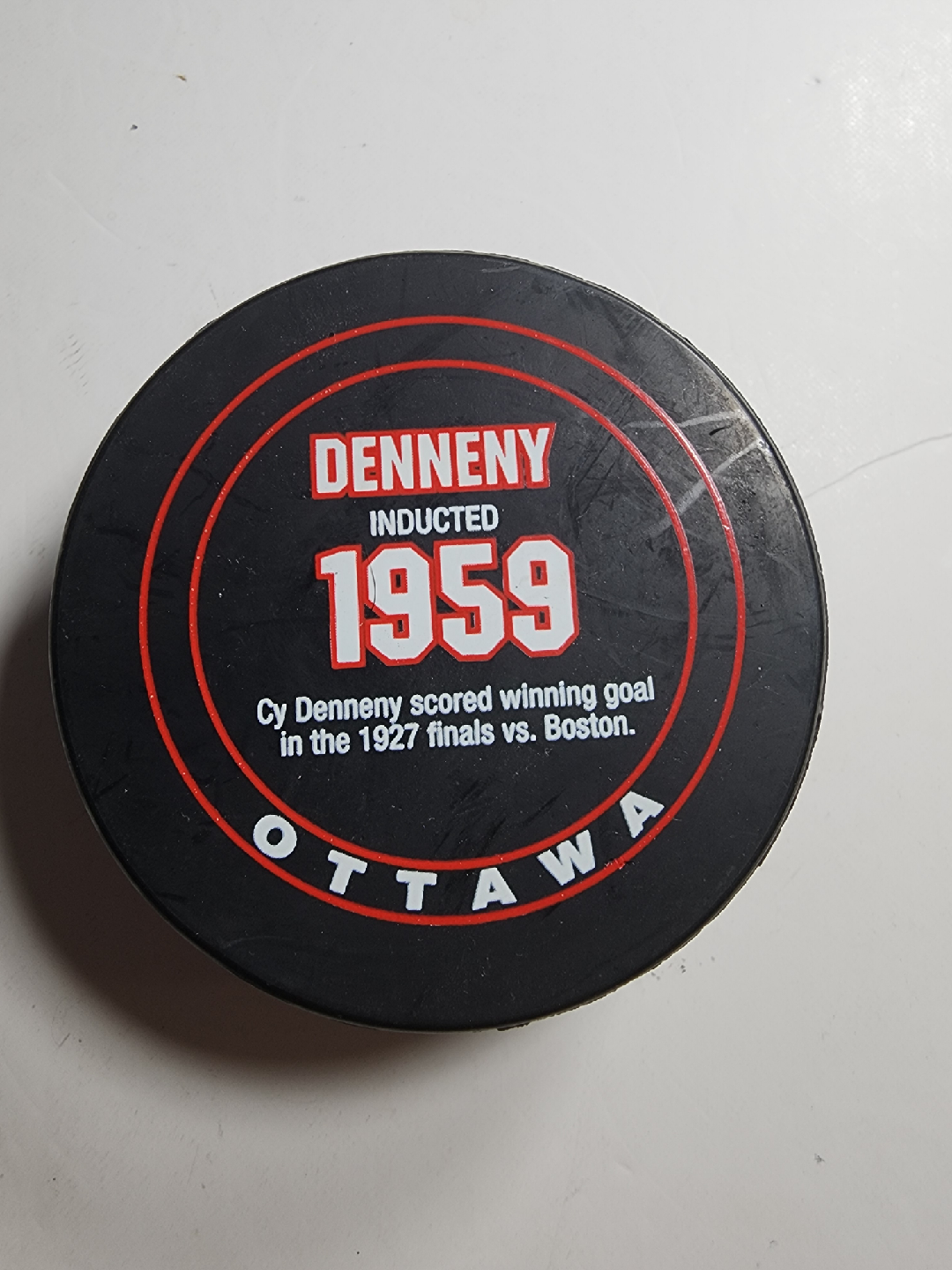 Hockey Hall of Fame Cy Denneny Ottawa Puck