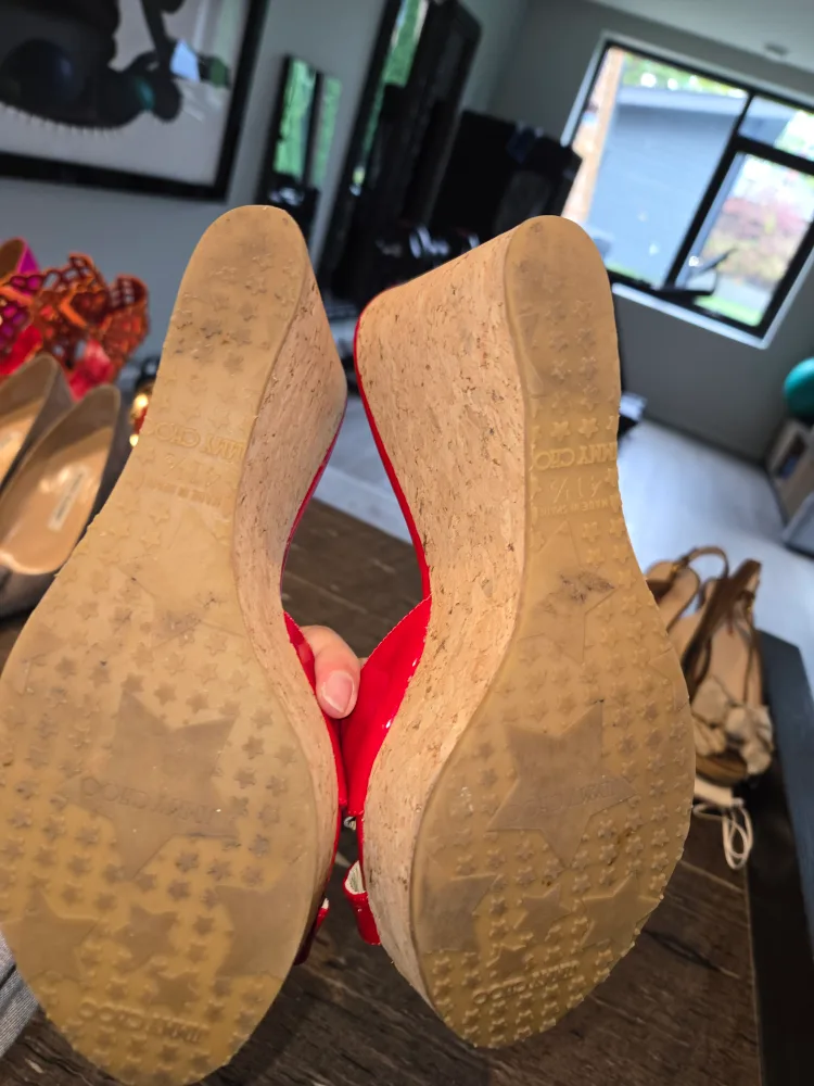 Jimmy Choo Red Wedge Sandals 41.5 image indicator(6)