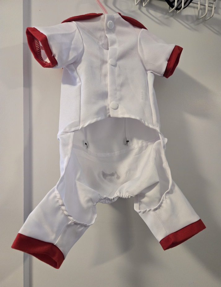 White & Red Pet Outfit - Size L