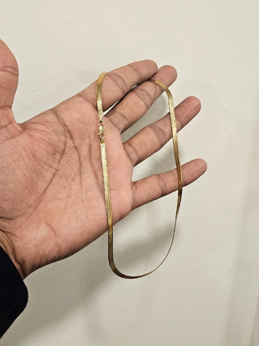 Sterling silver gold plated  Herringbone Chain Necklace image indicator(3)