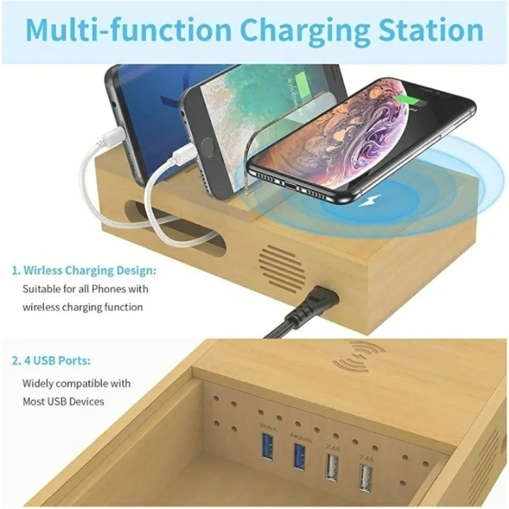Bamboo Charging Station for Multiple Devices - photo 4