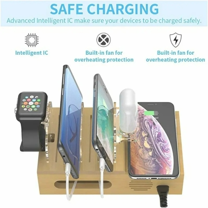 Bamboo Charging Station for Multiple Devices - photo 5