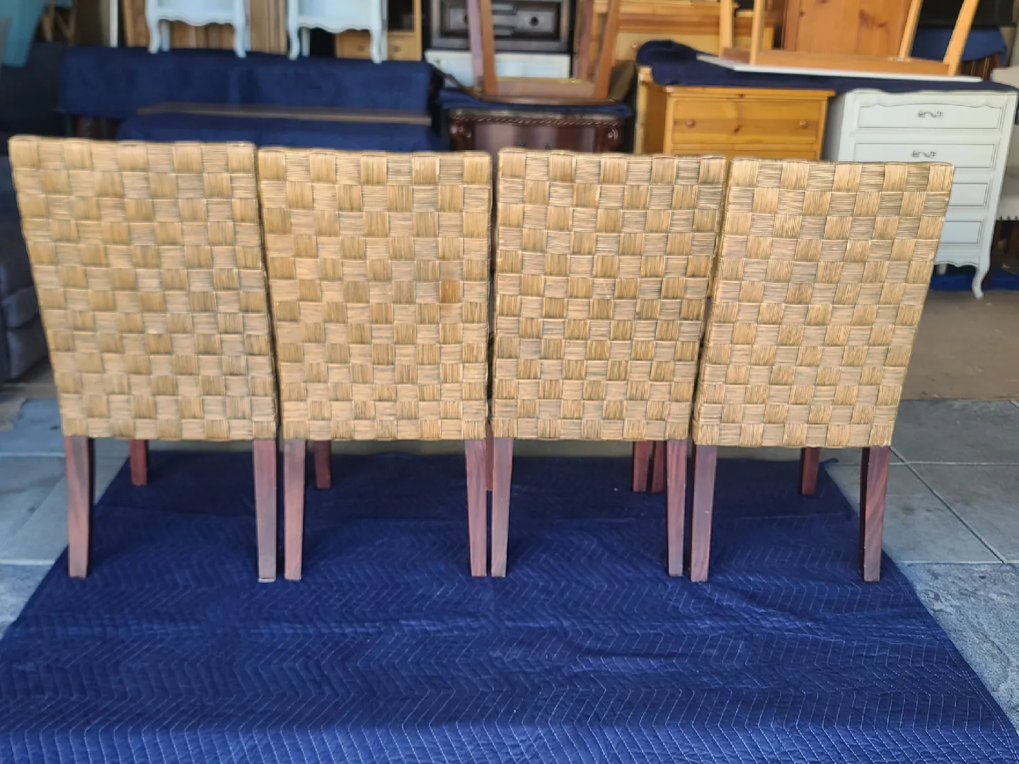 Set of 4 Woven Back Dining Chairs image indicator(4)