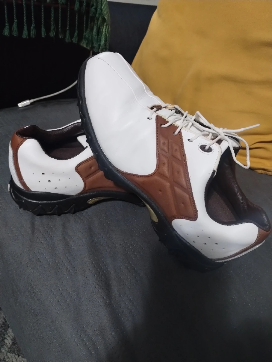 Golf Shoes - White and Brown