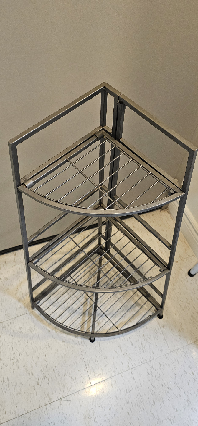 Foldable Metal Corner Shelf Unit - Grey - photo 3