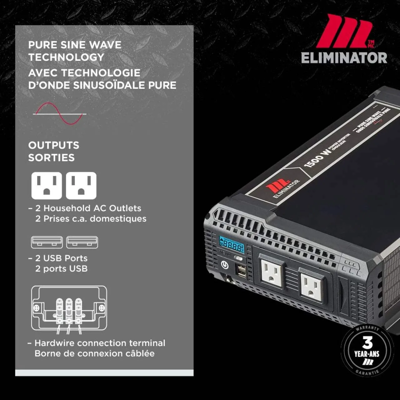 NEW 1500W Pure Sine Wave Power Inverter MotoMaster Eliminator image indicator(3)