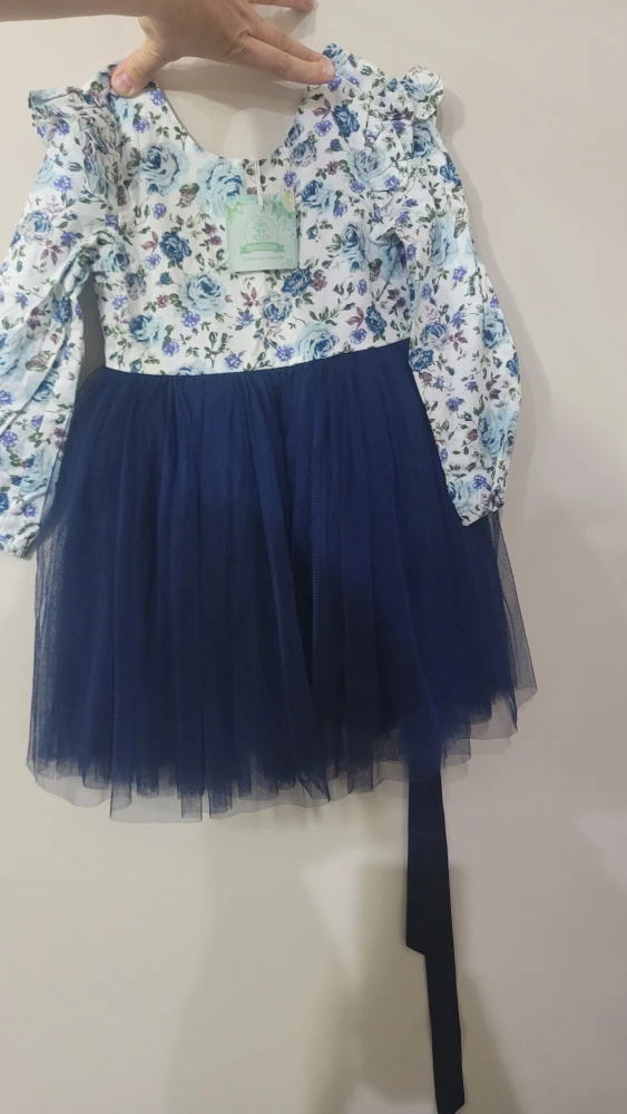 Floral & Navy Blue Tulle Dress size 5 years - photo 2