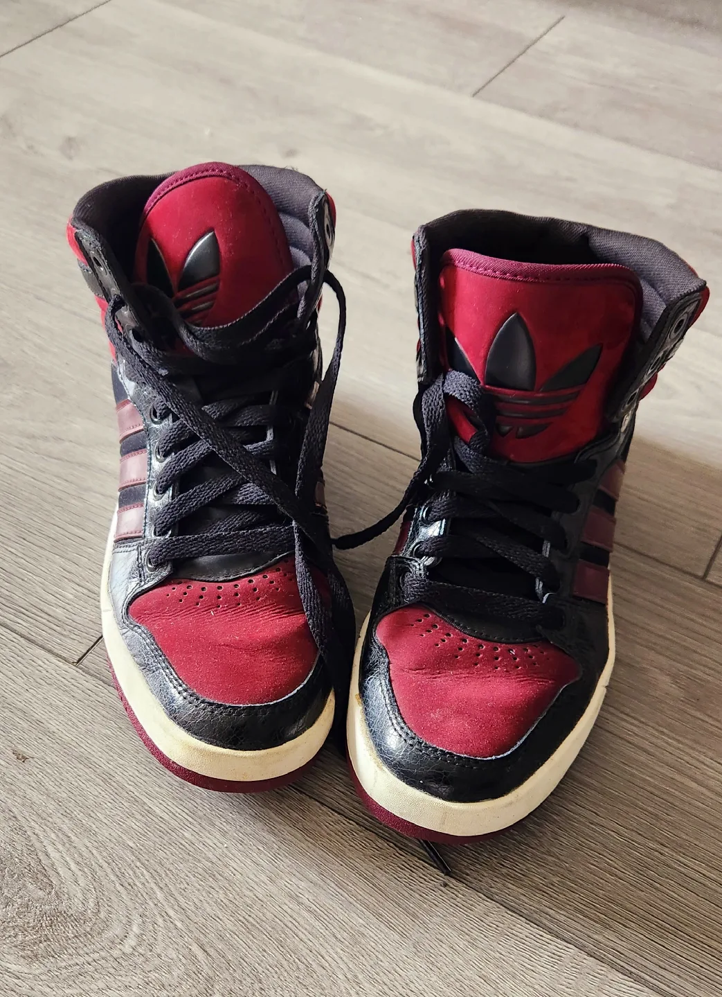 Adidas High Top Sneakers - Maroon & Black image indicator(2)