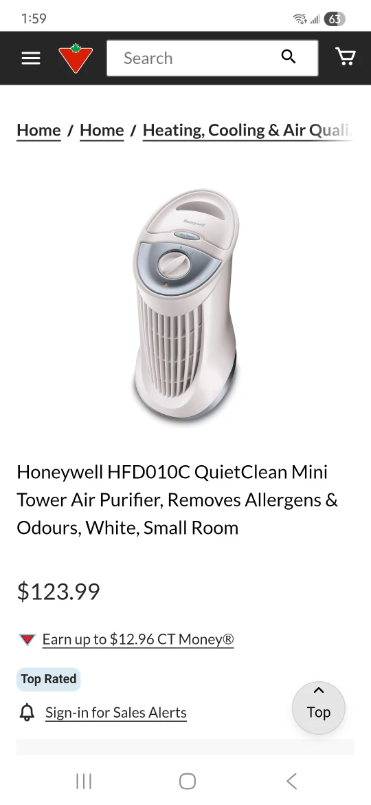 Honeywell HFD010C QuietClean Mini Tower Air Purifier