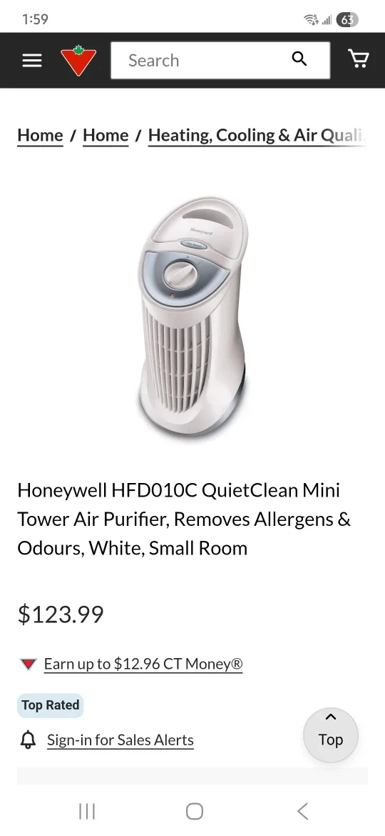 Honeywell HFD010C QuietClean Mini Tower Air Purifier thumbnail