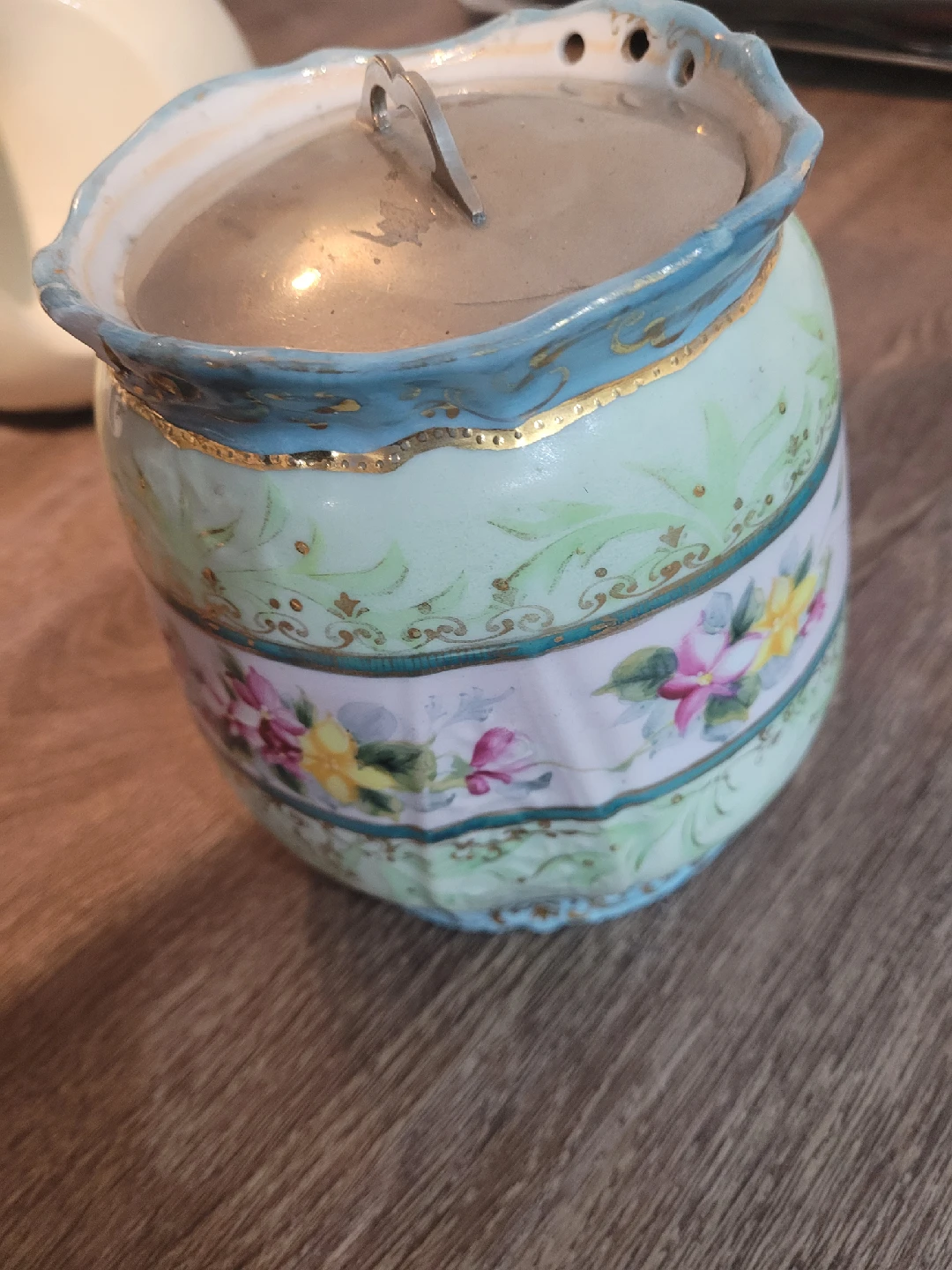 Vintage Floral Porcelain Cookie Jar