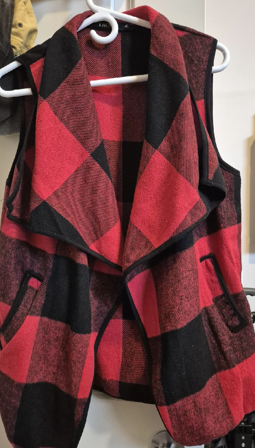 YAC Red & Black Plaid Vest - Size M