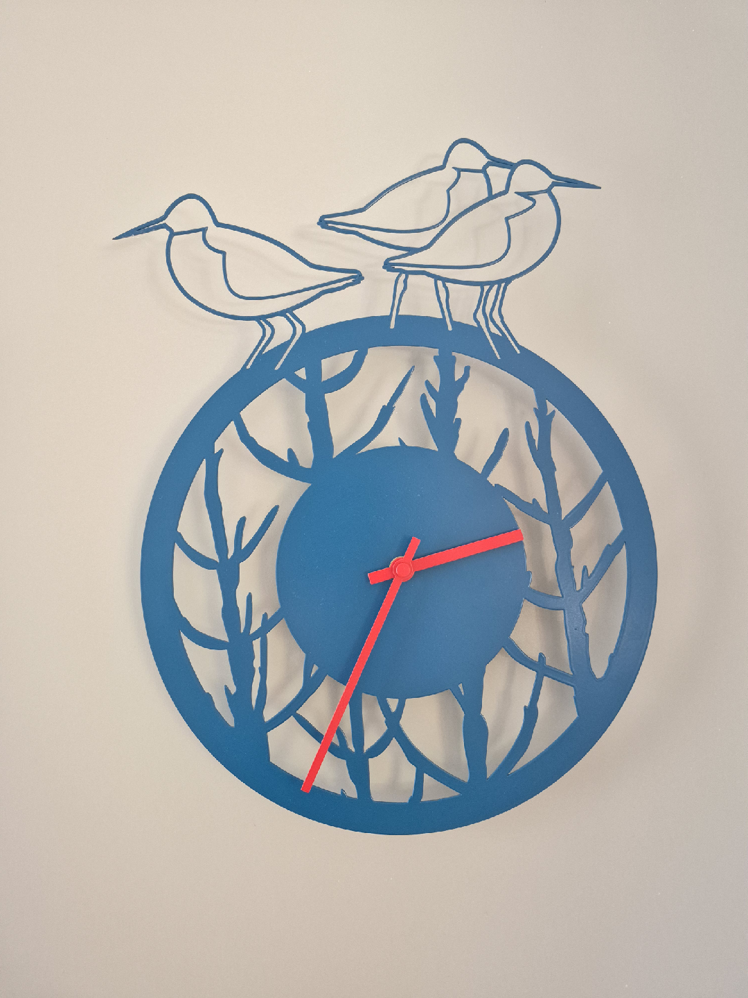 Bird Clock 🐦🕥 : Blue & Red Wall Clock (As-New)