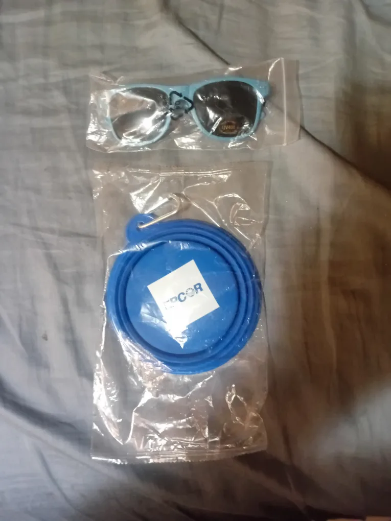 Blue Sunglasses & Collapsible Dog Bowl - New thumbnail