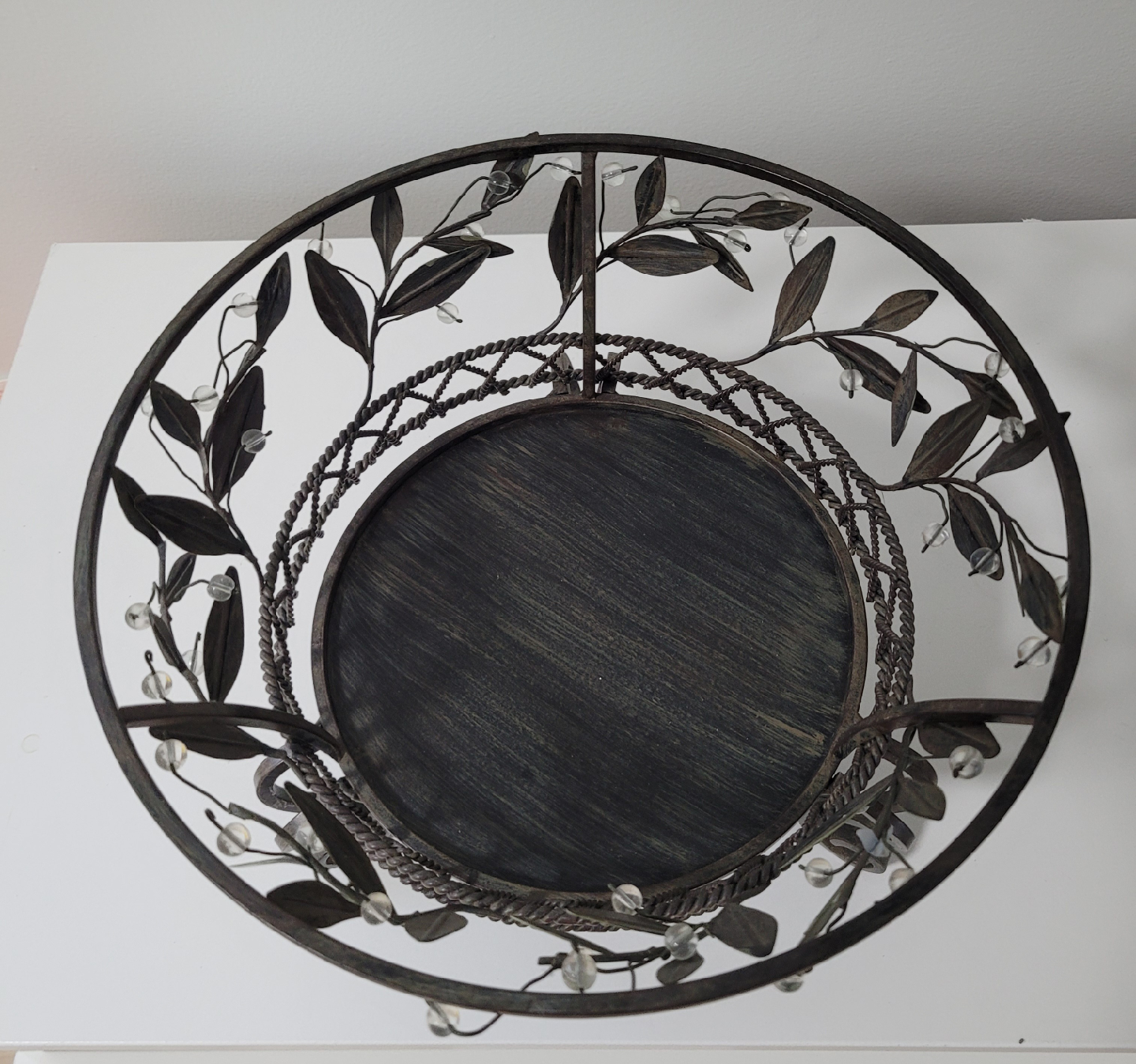 Decorative Metal Tray with Leaf Design