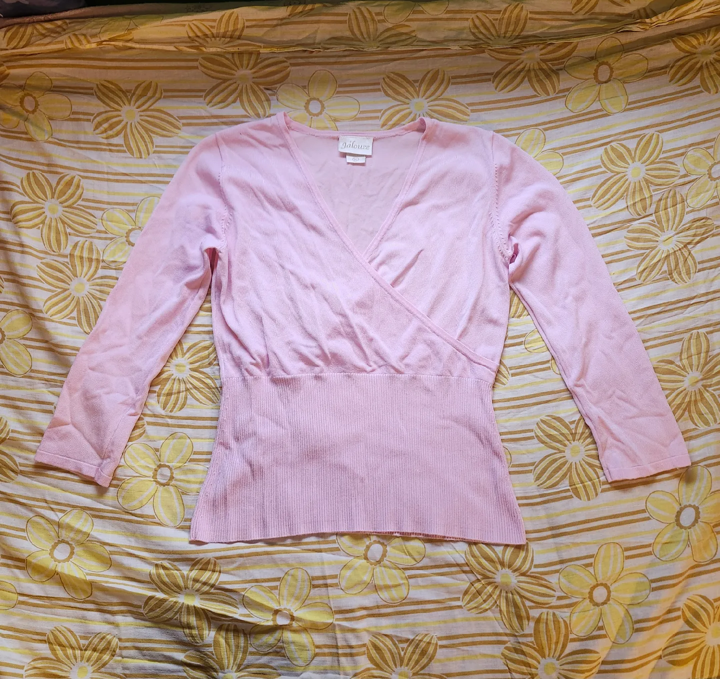 Pink long sleeve balletcore wrap top