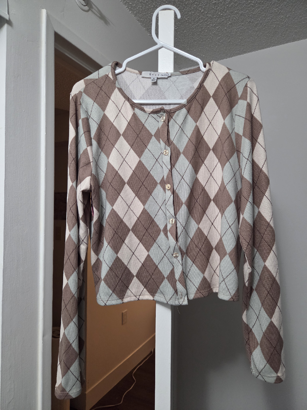 Gaze Argyle Cardigan - Size M