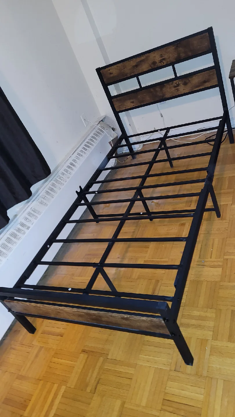 Twin bed with mattress and nightstand image indicator(5)