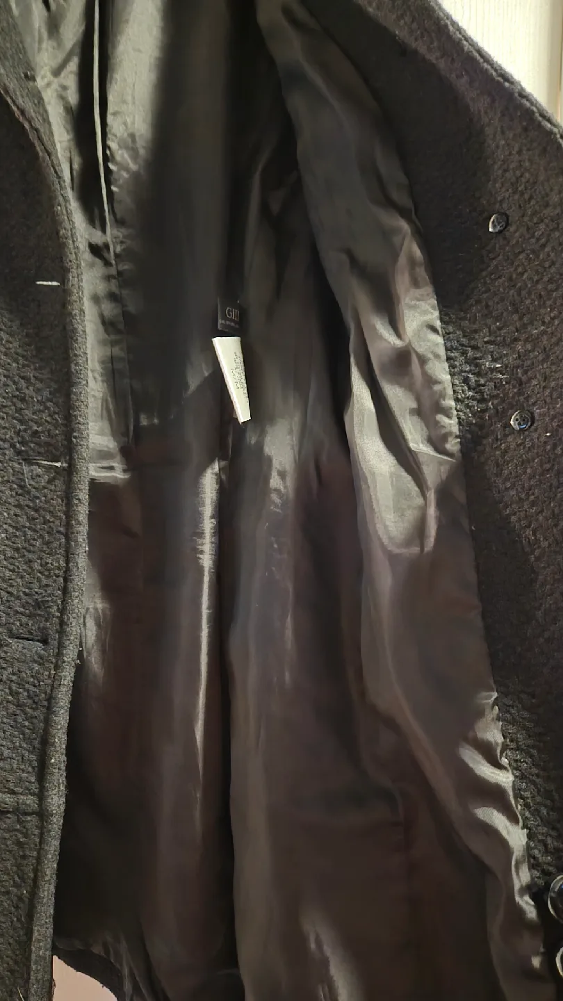 Kenneth Cole Black Wool Blend Belted Coat - M image indicator(3)