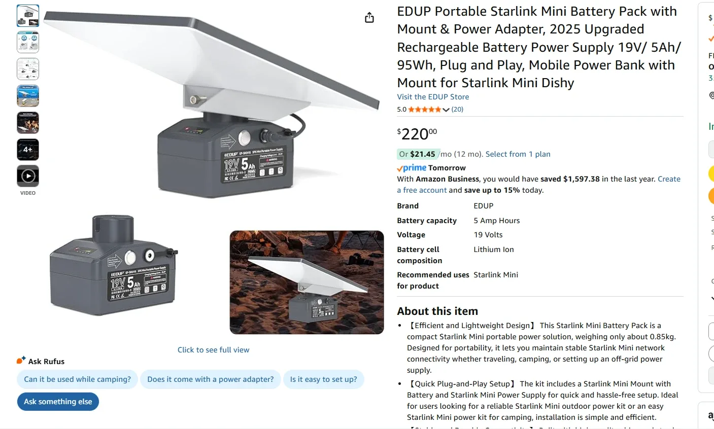 Portable Starlink Mini Battery Pack BNIB image indicator(2)