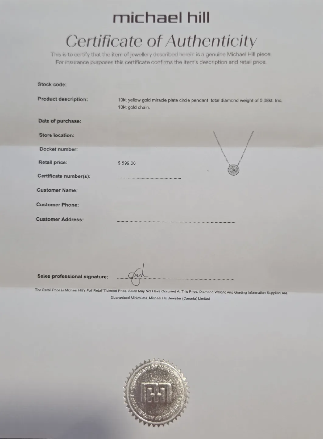 Michael Hill 10kt Yellow Gold Diamond Pendant Necklace image indicator(3)