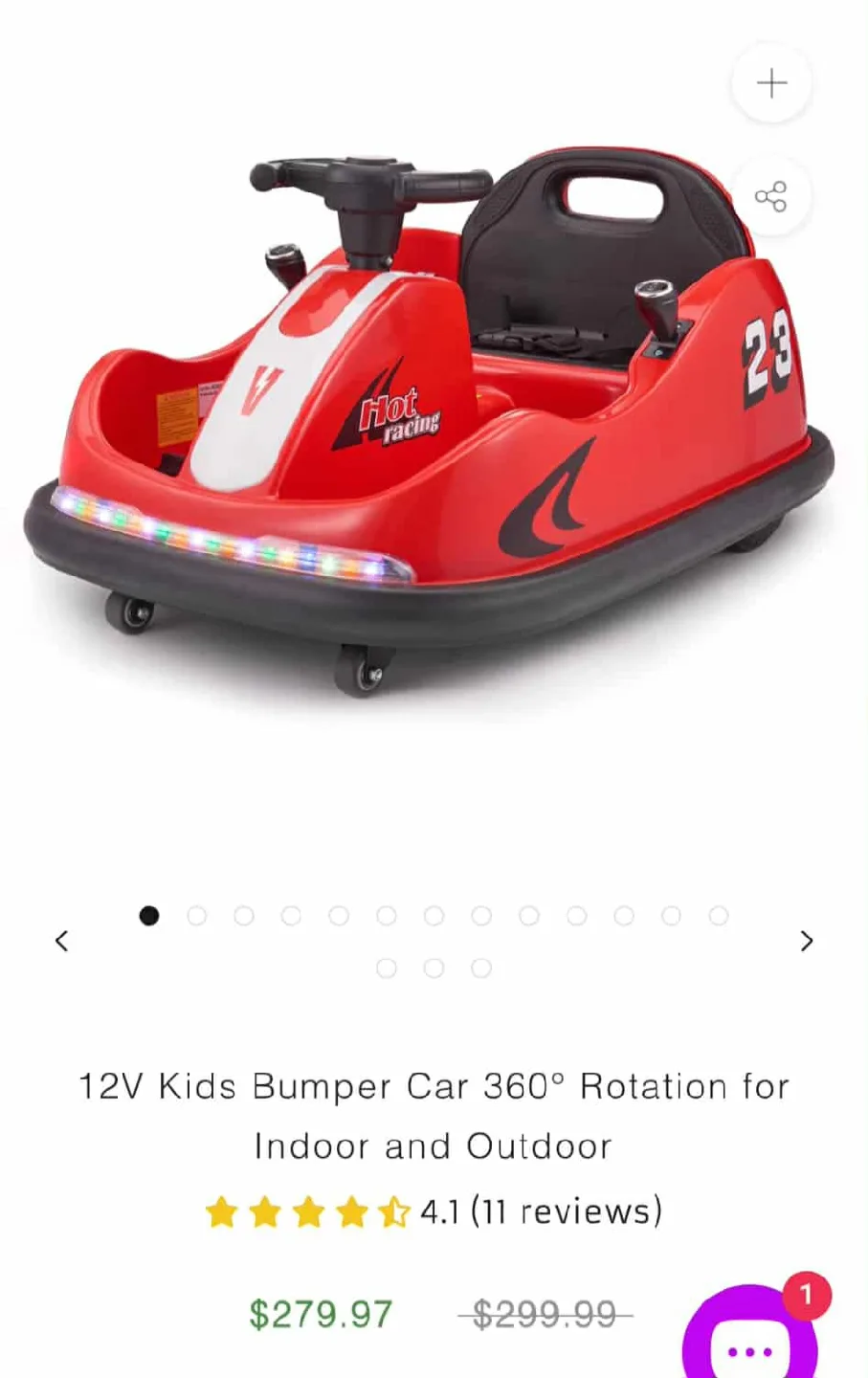Kids on Wheelz 12V Bumper Car - Indoor/Outdoor image indicator(4)