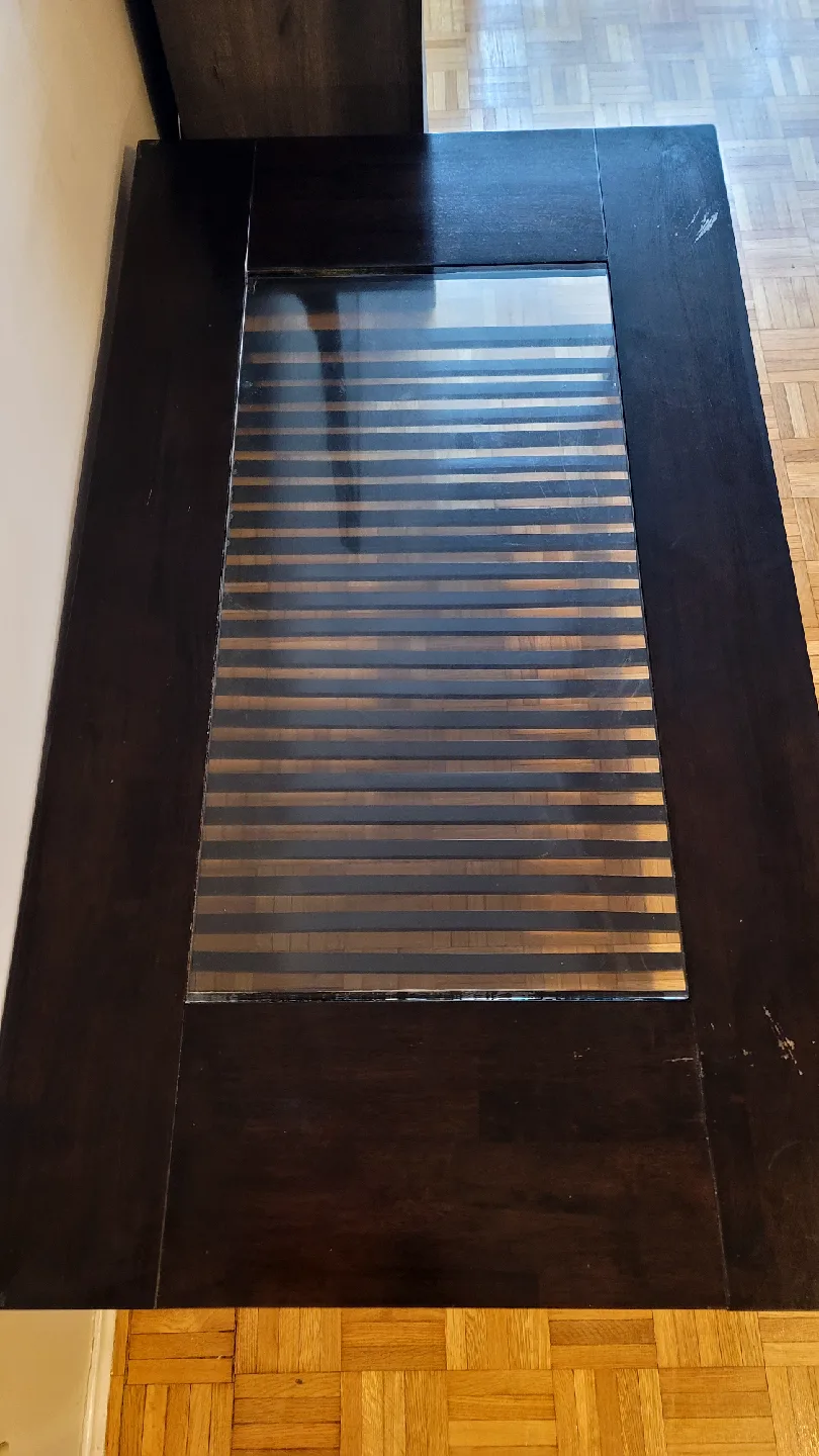 Dark Brown Coffee Table with Glass Center image indicator(3)