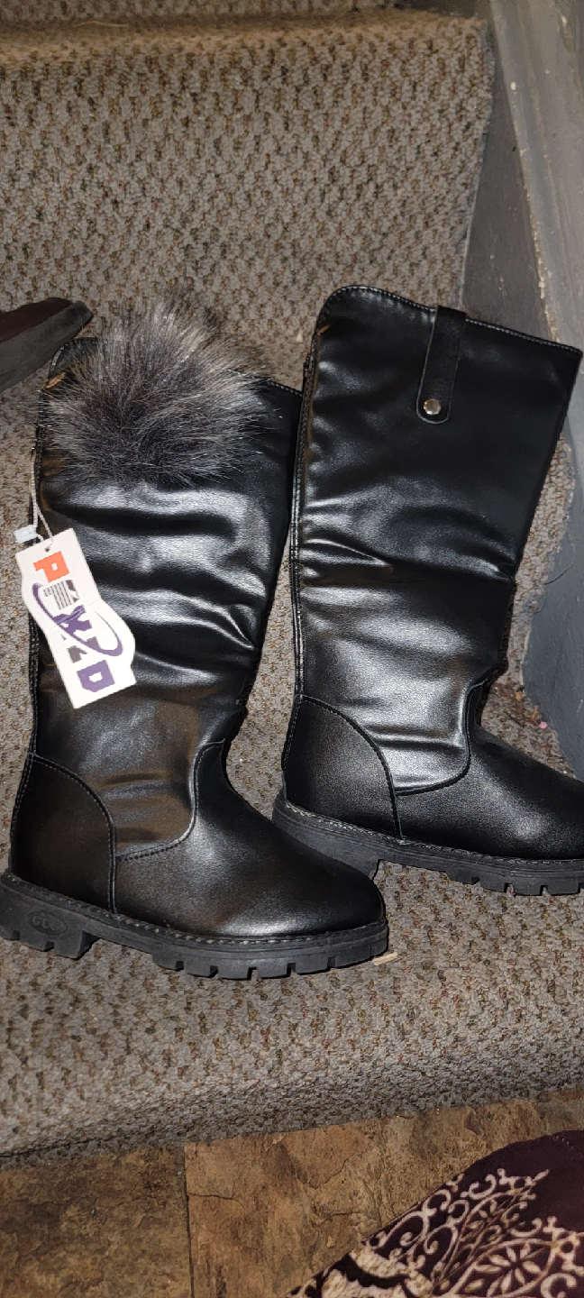 P&D Black Faux Leather Boots, Size 9 - photo 2