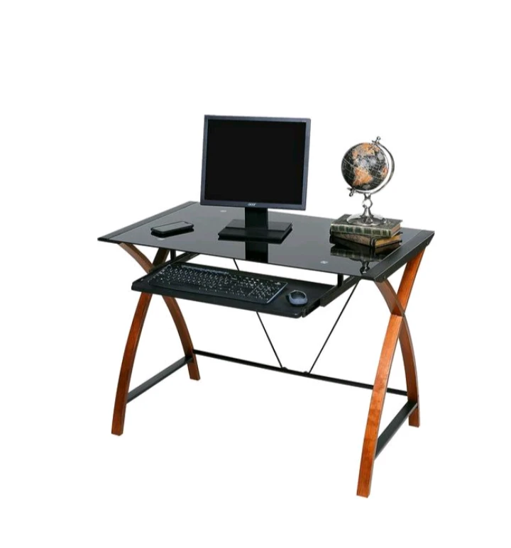 Black Glass Top Computer Desk