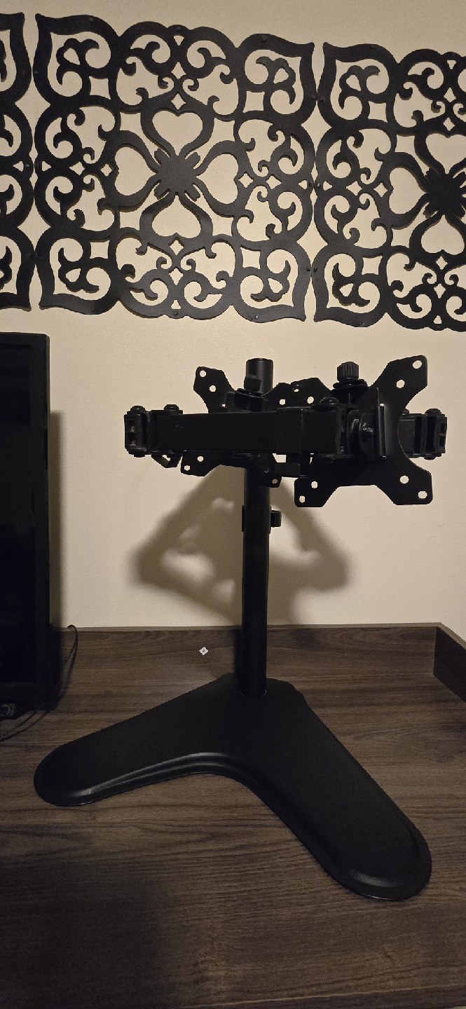 Black Metal Dual Monitor Desk Mount Stand