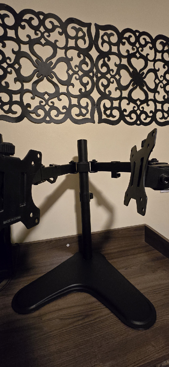 Black Metal Dual Monitor Desk Mount Stand - photo 2