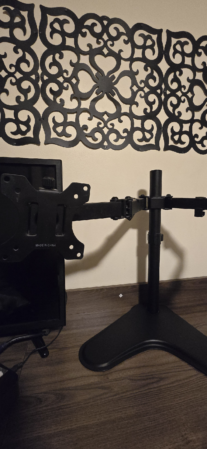 Black Metal Dual Monitor Desk Mount Stand - photo 3