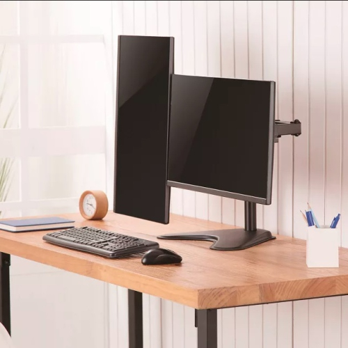 Black Metal Dual Monitor Desk Mount Stand - photo 5