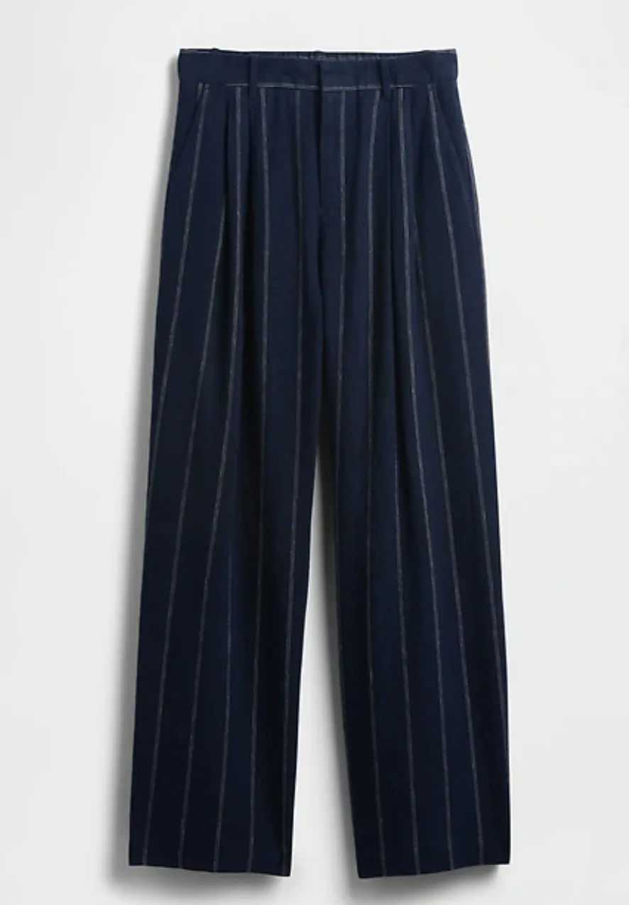 GAP Striped Wide Leg Trousers Linen Blend thumbnail