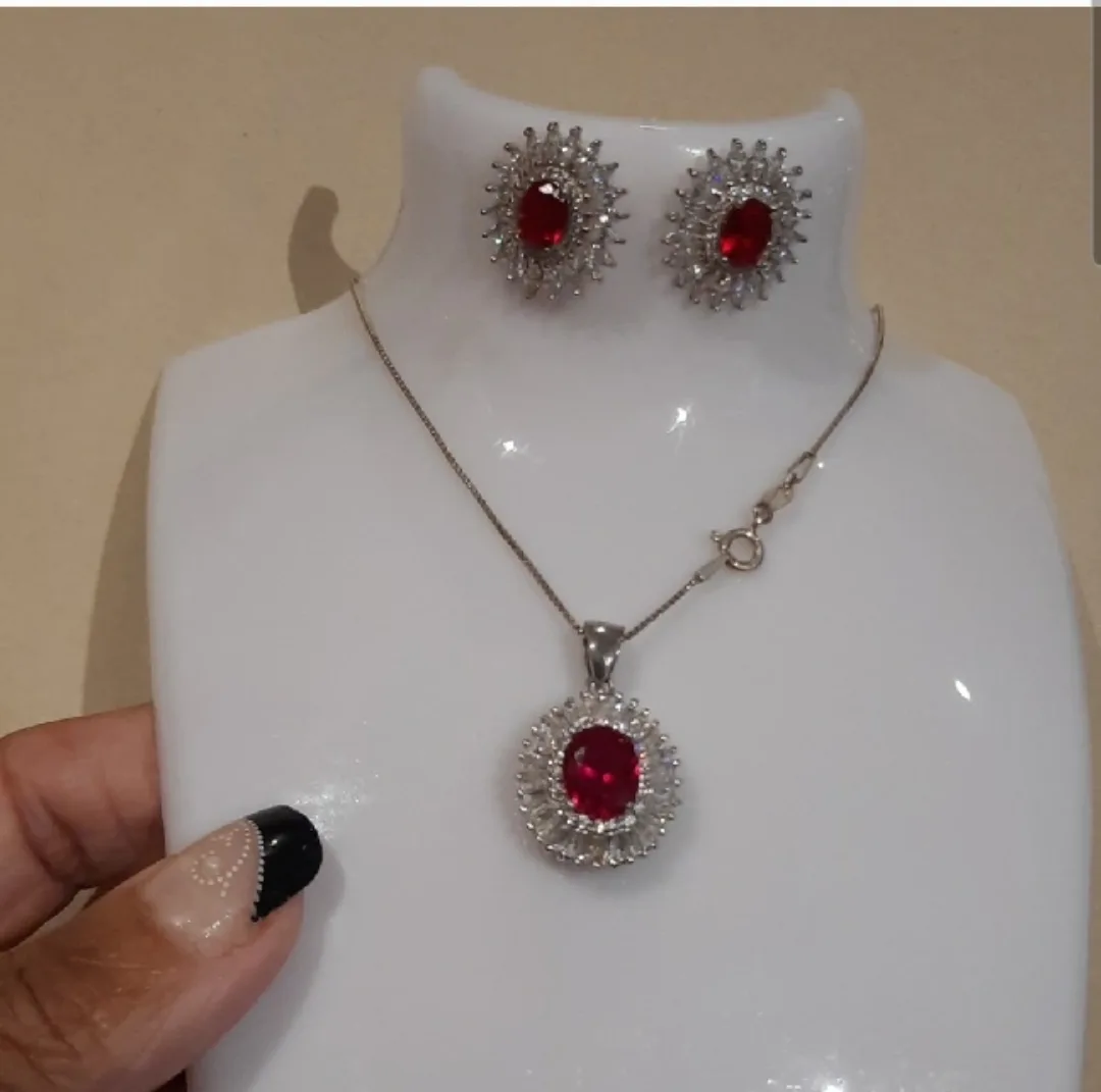 New Gorgeous Ruby CZ DIAMONELLE EARRINGS July birthstone image indicator(9)