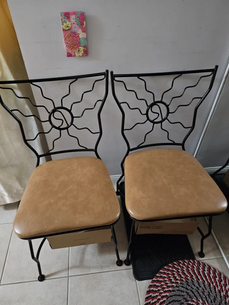 Set of Two Decorative Metal Frame Chairs thumbnail