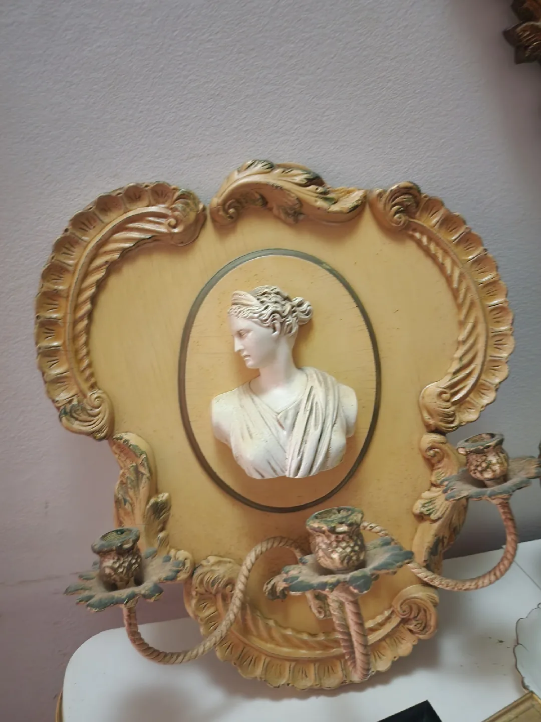 Vintage Wall Decor with Bust & Candle Holders image indicator(2)