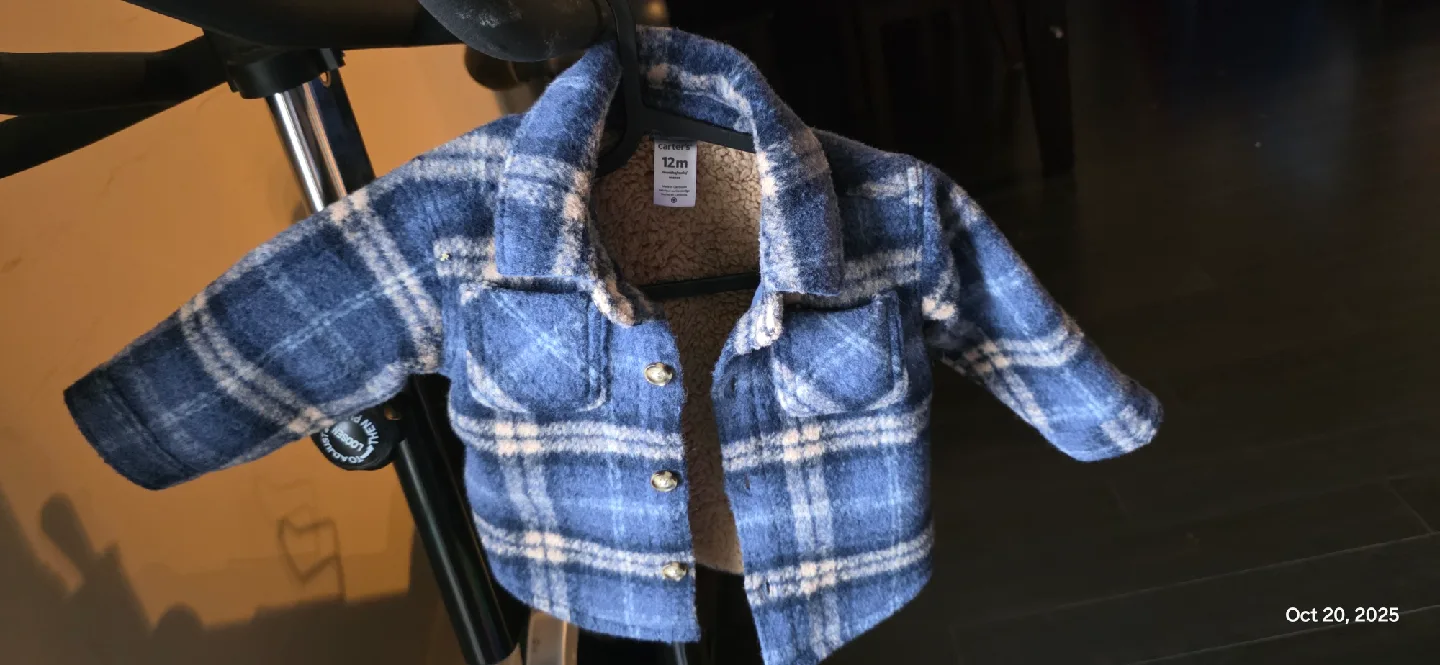 Carter's 12M Plaid Flannel Shirt Jacket image indicator(2)