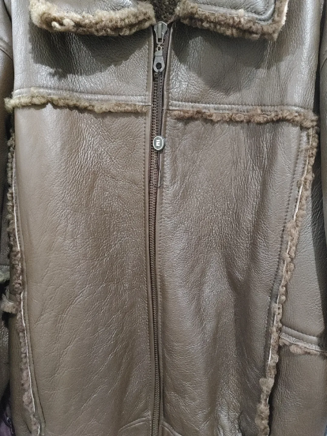💚GENUINE SHEARLING SHEEPSKIN LEATHER JACKET MENS L BRAND NEW image indicator(2)