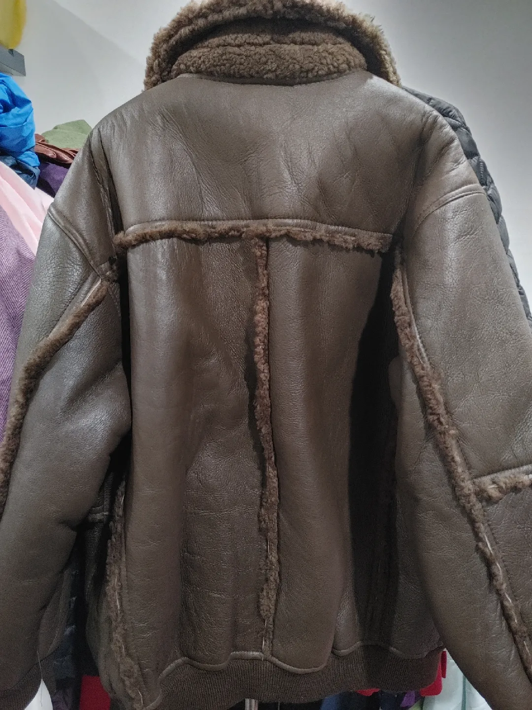 💚GENUINE SHEARLING SHEEPSKIN LEATHER JACKET MENS L BRAND NEW image indicator(3)