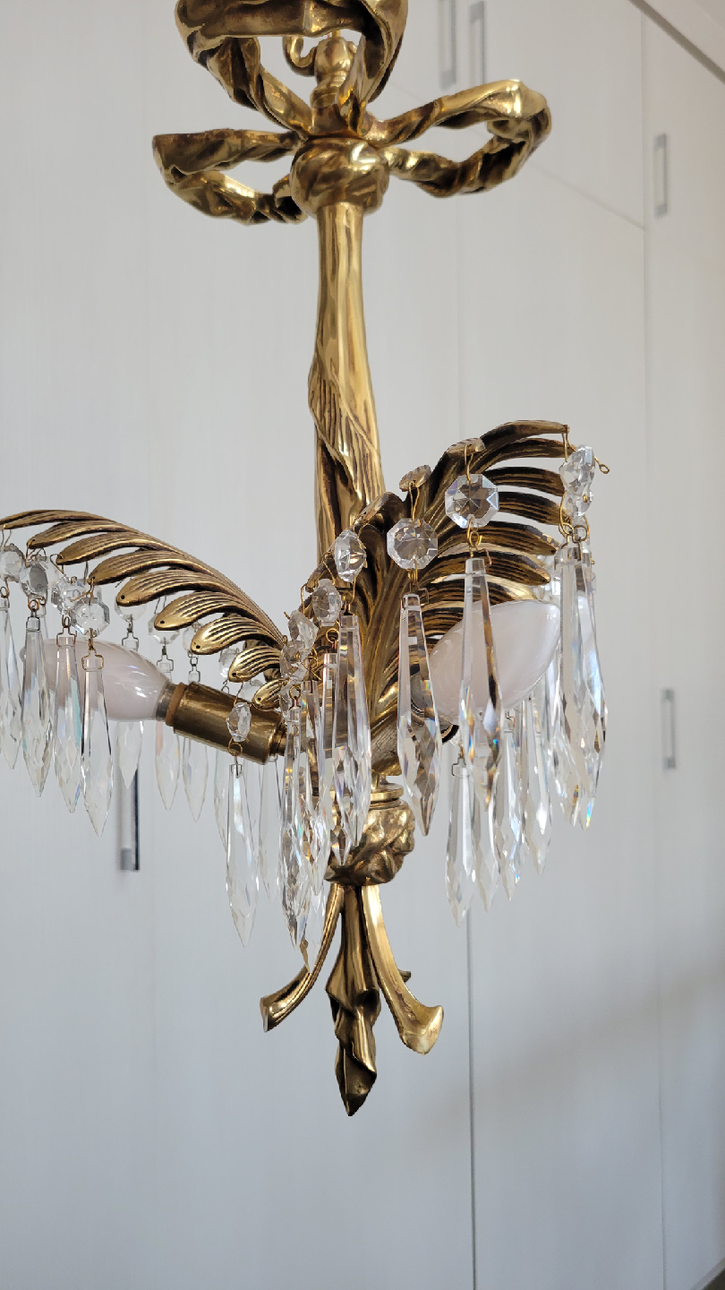 Vintage Gold Chandelier with Crystal Accents - photo 4